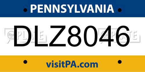 DLZ8046 Pennsylvania License Plate