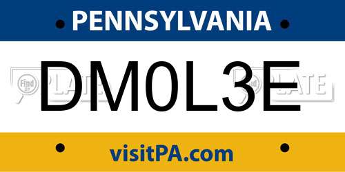 DM0L3E Pennsylvania License Plate