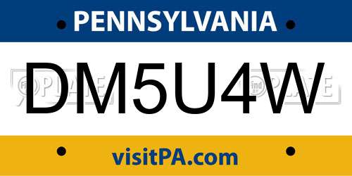 DM5U4W Pennsylvania License Plate