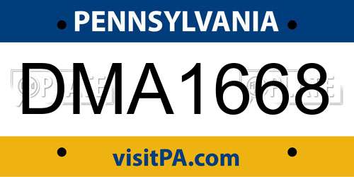 DMA1668 Pennsylvania License Plate