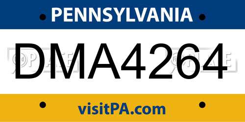 DMA4264 Pennsylvania License Plate