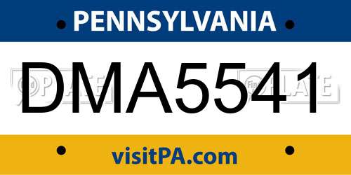 DMA5541 Pennsylvania License Plate