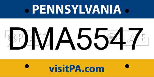 DMA5547 Pennsylvania License Plate