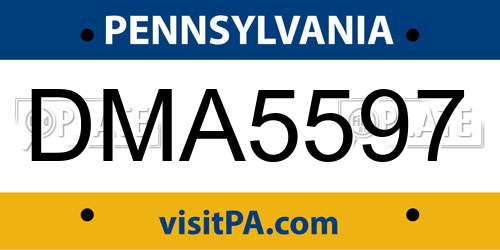 DMA5597 Pennsylvania License Plate