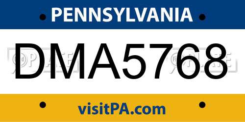 DMA5768 Pennsylvania License Plate