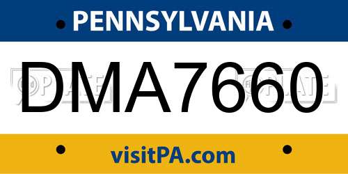 DMA7660 Pennsylvania License Plate