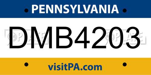 DMB4203 Pennsylvania License Plate