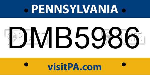 DMB5986 Pennsylvania License Plate