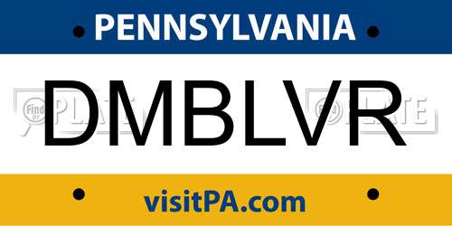 DMBLVR Pennsylvania License Plate