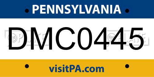 DMC0445 Pennsylvania License Plate