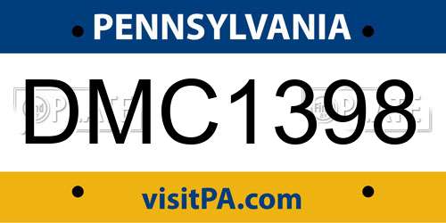 DMC1398 Pennsylvania License Plate