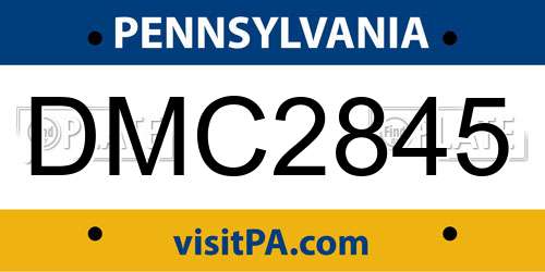 DMC2845 Pennsylvania License Plate