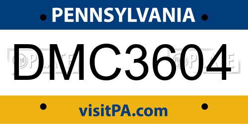 DMC3604 Pennsylvania License Plate