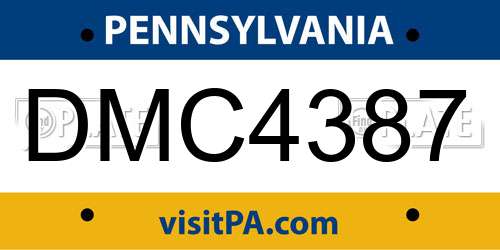 DMC4387 Pennsylvania License Plate