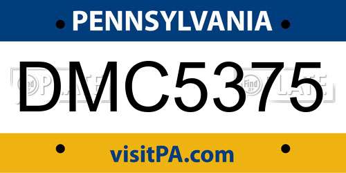 DMC5375 Pennsylvania License Plate