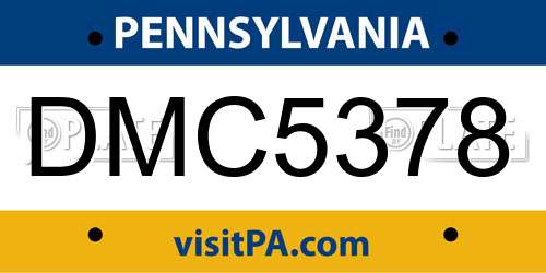 DMC5378 Pennsylvania License Plate