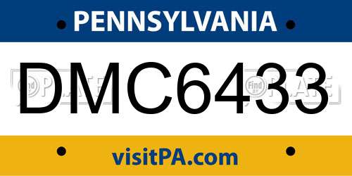 DMC6433 Pennsylvania License Plate