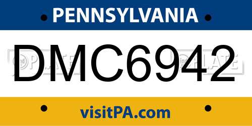 DMC6942 Pennsylvania License Plate