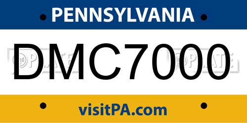 DMC7000 Pennsylvania License Plate