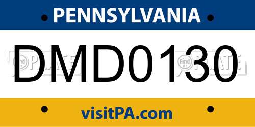 DMD0130 Pennsylvania License Plate