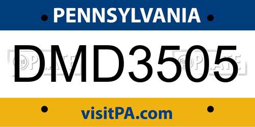 DMD3505 Pennsylvania License Plate