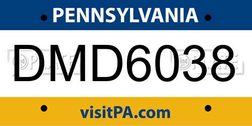 DMD6038 Pennsylvania License Plate