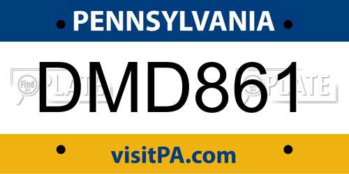 DMD861 Pennsylvania License Plate