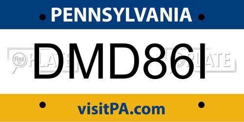DMD86I Pennsylvania License Plate