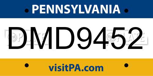 DMD9452 Pennsylvania License Plate