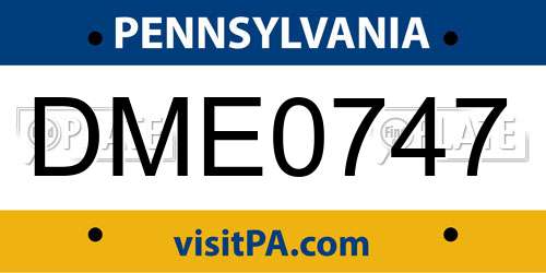 DME0747 Pennsylvania License Plate