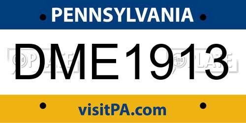 DME1913 Pennsylvania License Plate