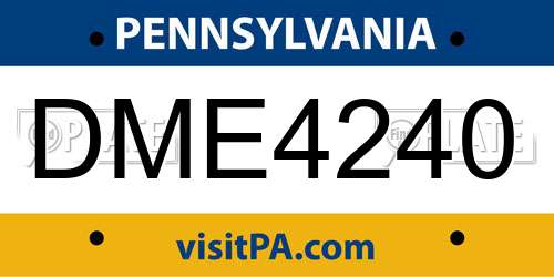 DME4240 Pennsylvania License Plate