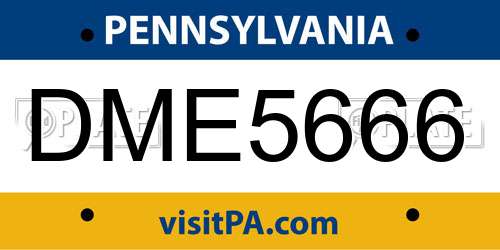 DME5666 Pennsylvania License Plate