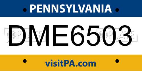 DME6503 Pennsylvania License Plate