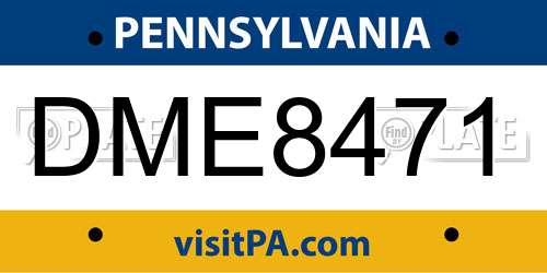 DME8471 Pennsylvania License Plate
