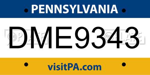 DME9343 Pennsylvania License Plate