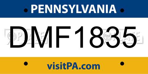 DMF1835 Pennsylvania License Plate