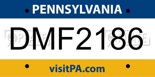 DMF2186 Pennsylvania License Plate
