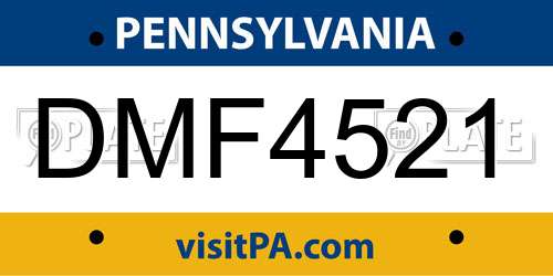 DMF4521 Pennsylvania License Plate