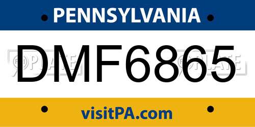 DMF6865 Pennsylvania License Plate