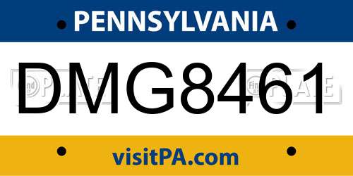 DMG8461 Pennsylvania License Plate