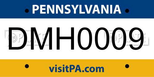 DMH0009 Pennsylvania License Plate