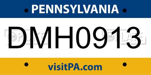 DMH0913 Pennsylvania License Plate