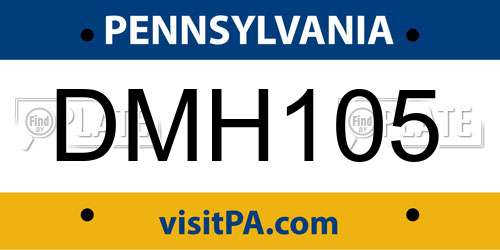 DMH105 Pennsylvania License Plate