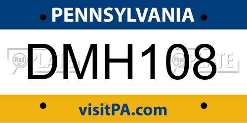 DMH108 Pennsylvania License Plate