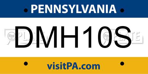 DMH10S Pennsylvania License Plate