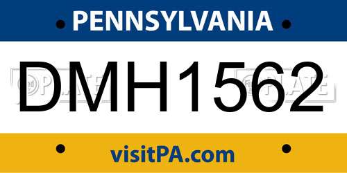 DMH1562 Pennsylvania License Plate