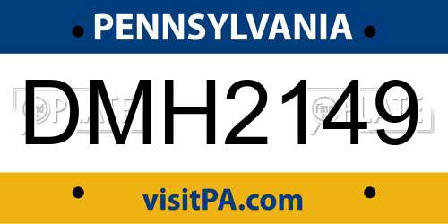 DMH2149 Pennsylvania License Plate