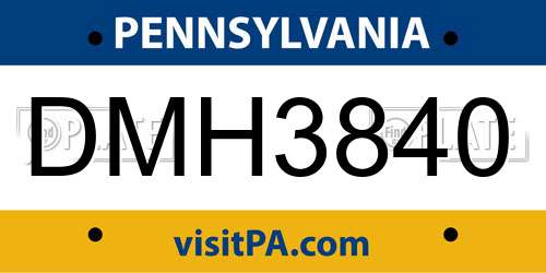 DMH3840 Pennsylvania License Plate