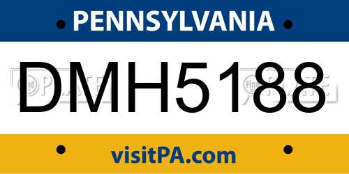 DMH5188 Pennsylvania License Plate